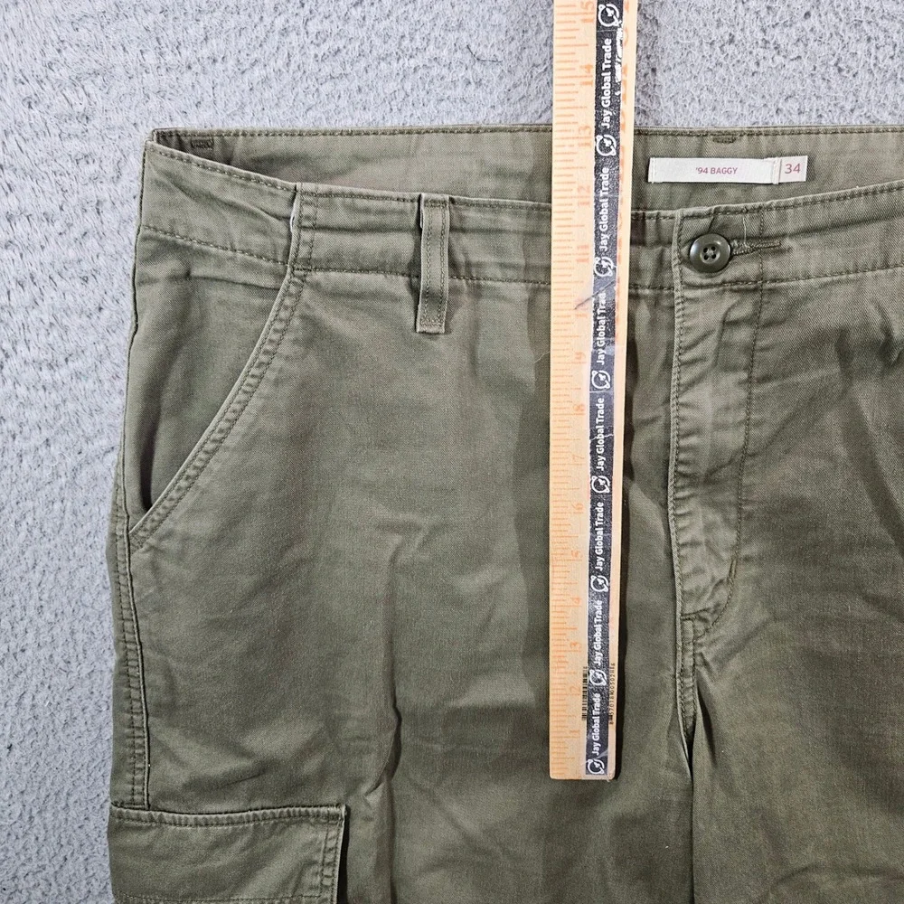 Levis 94 Baggy Cargo Pants Mens 38x30 Olive Green Cotton Utility Y2K